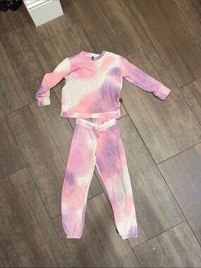Kids Tie-Dye Pink & Purple Thermal Pajama Set Size 5